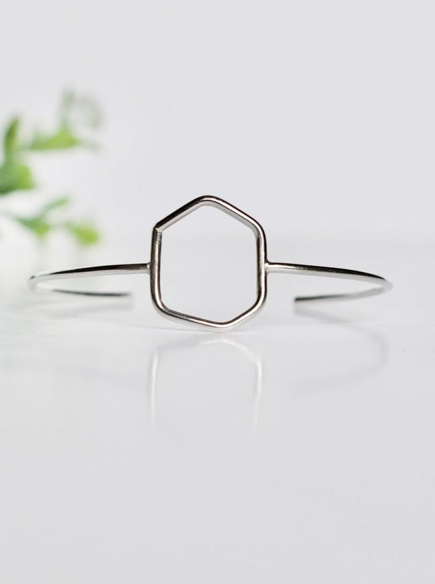 Open Hex Dangle Cuff Bracelet / Silver - Cloth + Cabin