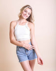 High Neck Crochet Lace Trim Bralette