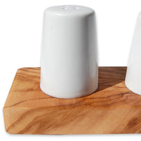 Albert Salt + Paper Shakers w/ Olive Wood Base