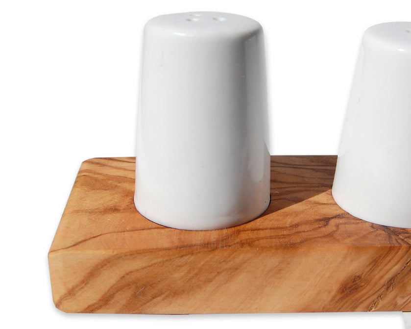 Albert Salt + Paper Shakers w/ Olive Wood Base
