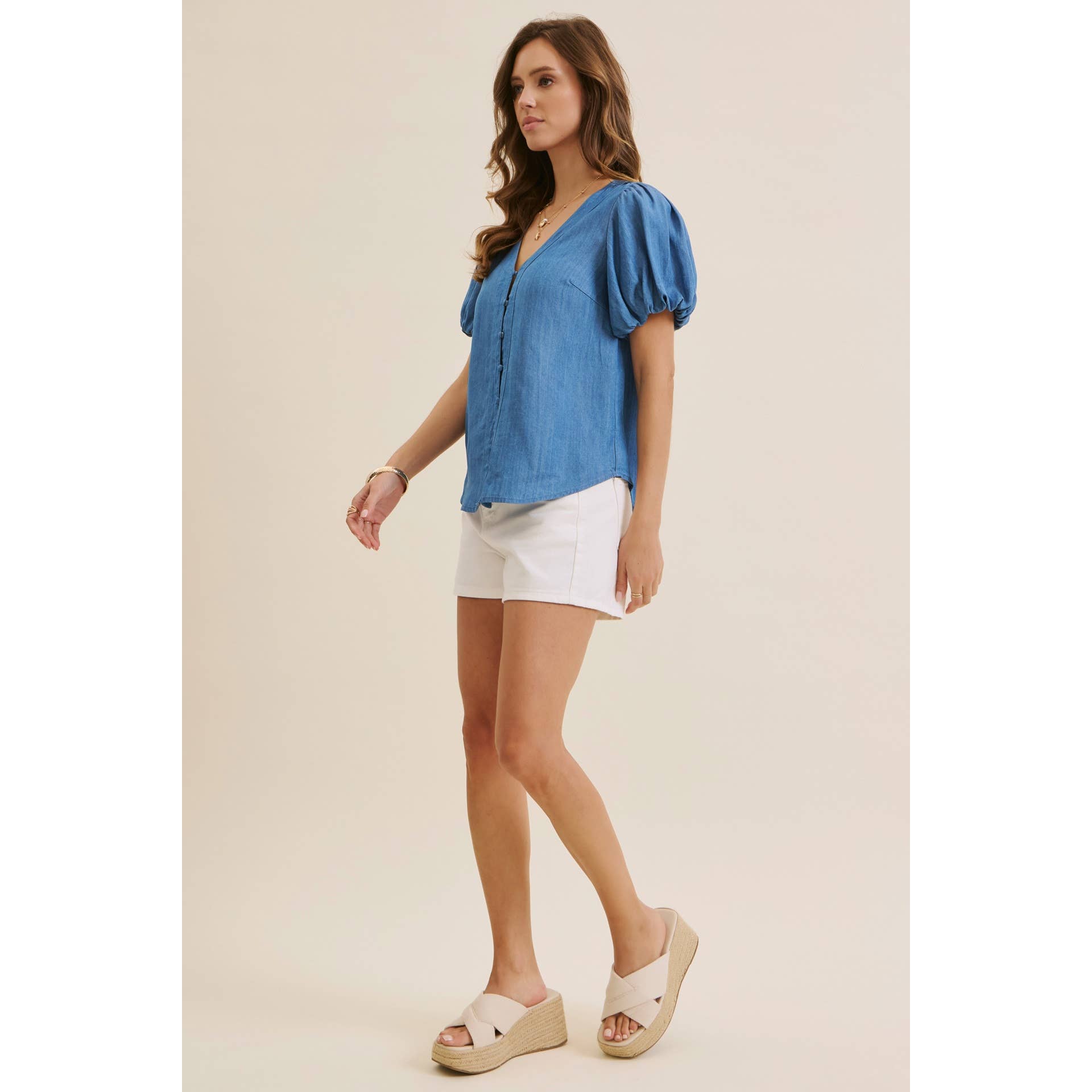 Danika Bubble-Sleeves Top