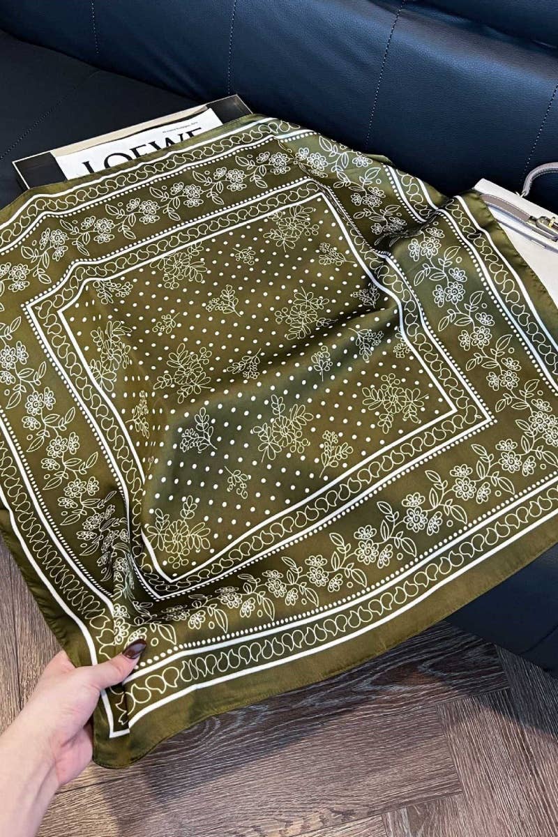 Floral Dot Satin Square Scarves