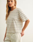 Luciana Stripe Cotton Linen Top