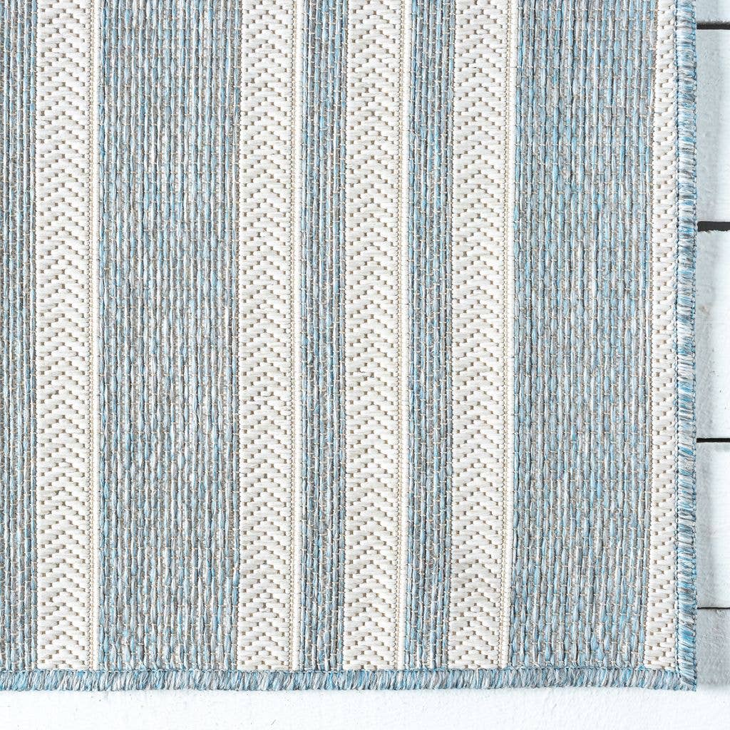 3x5 Ocean Blue Striped Indoor/Outdoor Rug
