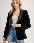 Velvet Long Sleeve One Button Blazer