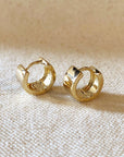 Gold Chunky Flat Clicker Hoop Earrings