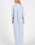 Striped Button Down Shirt Maxi Dress