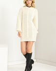 Chloe Cable Knit Ribbed Mini Sweater Dress