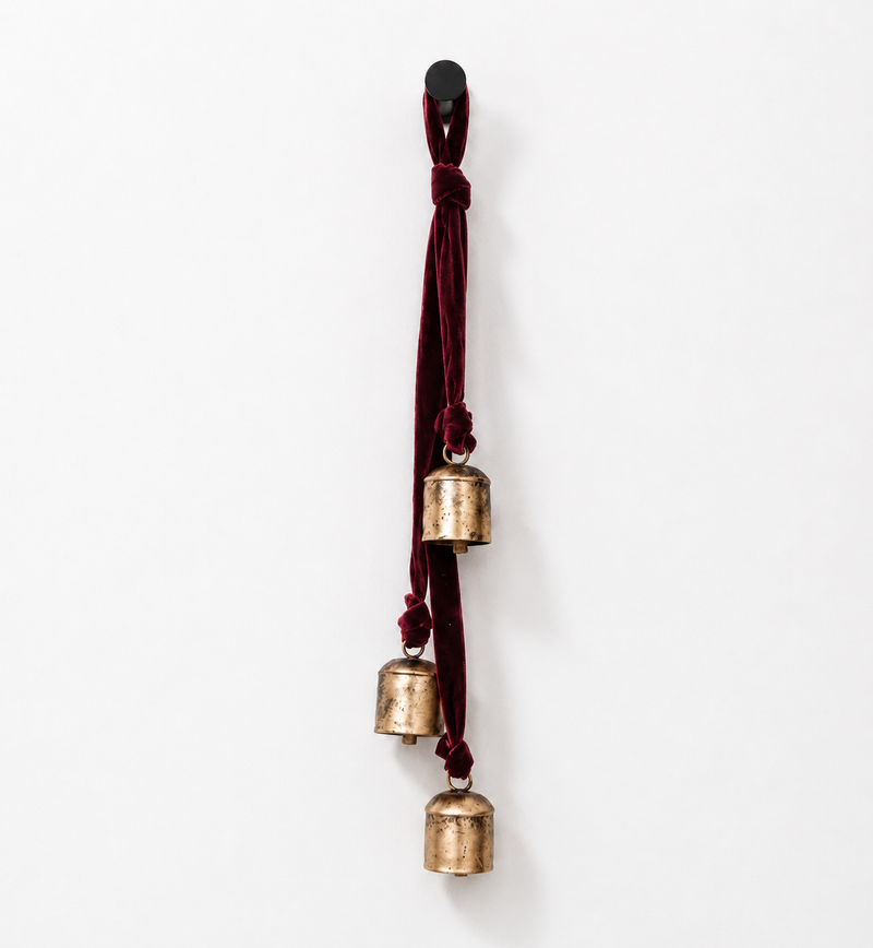 Gold Bells with Velvet Hanger
