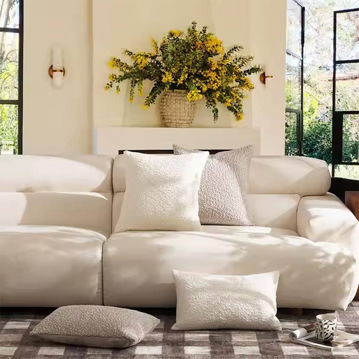 Textured Bouclé-Style 18" Throw Pillow Cover