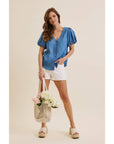 Danika Bubble-Sleeves Top