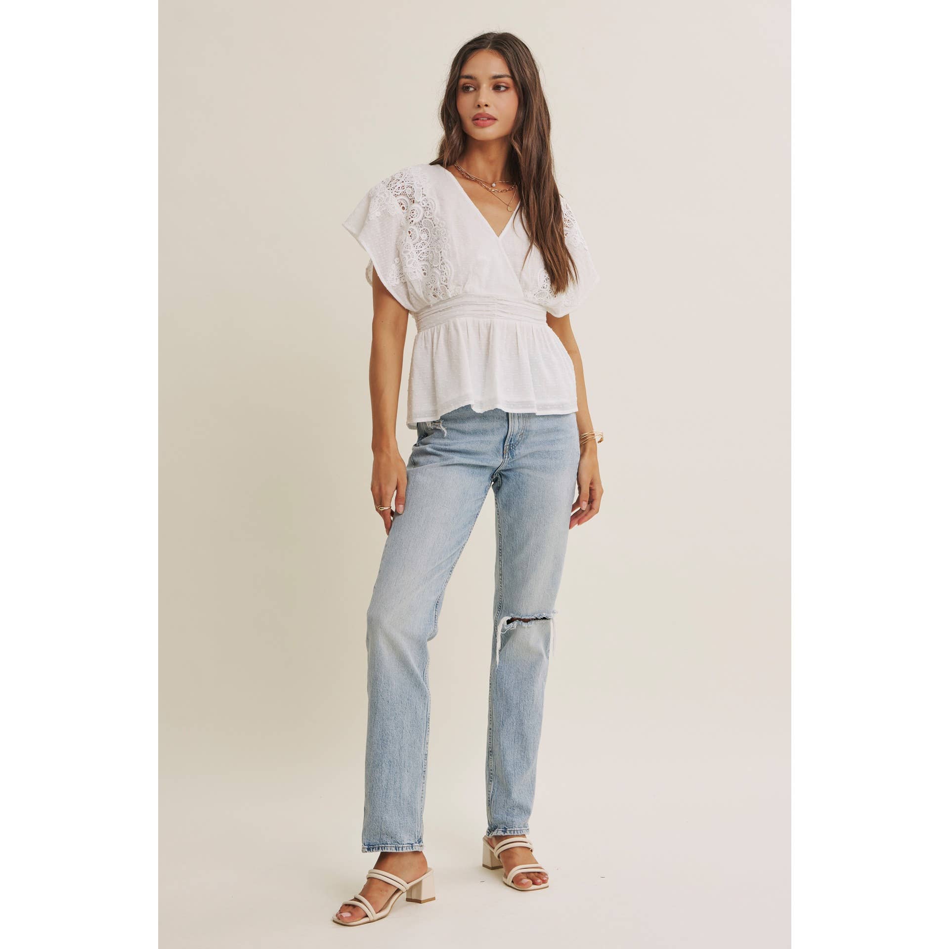 Zoie Swiss Dot Lace Peplum Blouse