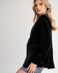 Velvet Long Sleeve One Button Blazer