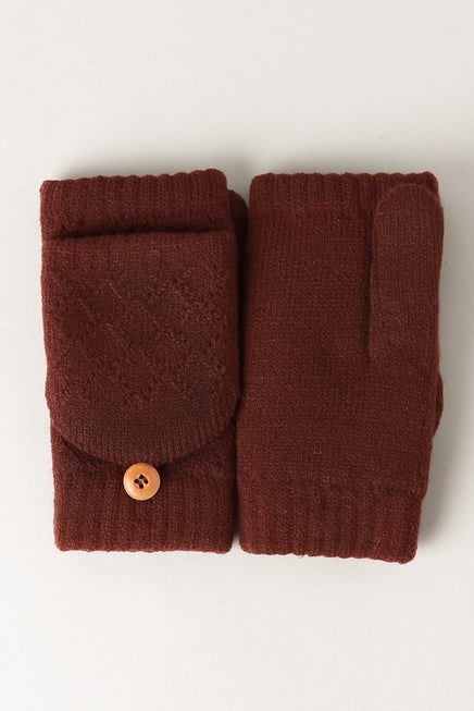 Knit Convertible Fingerless Mittens Gloves