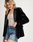 Velvet Long Sleeve One Button Blazer