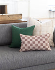 Tan & Brown Checkered Pillow Cover