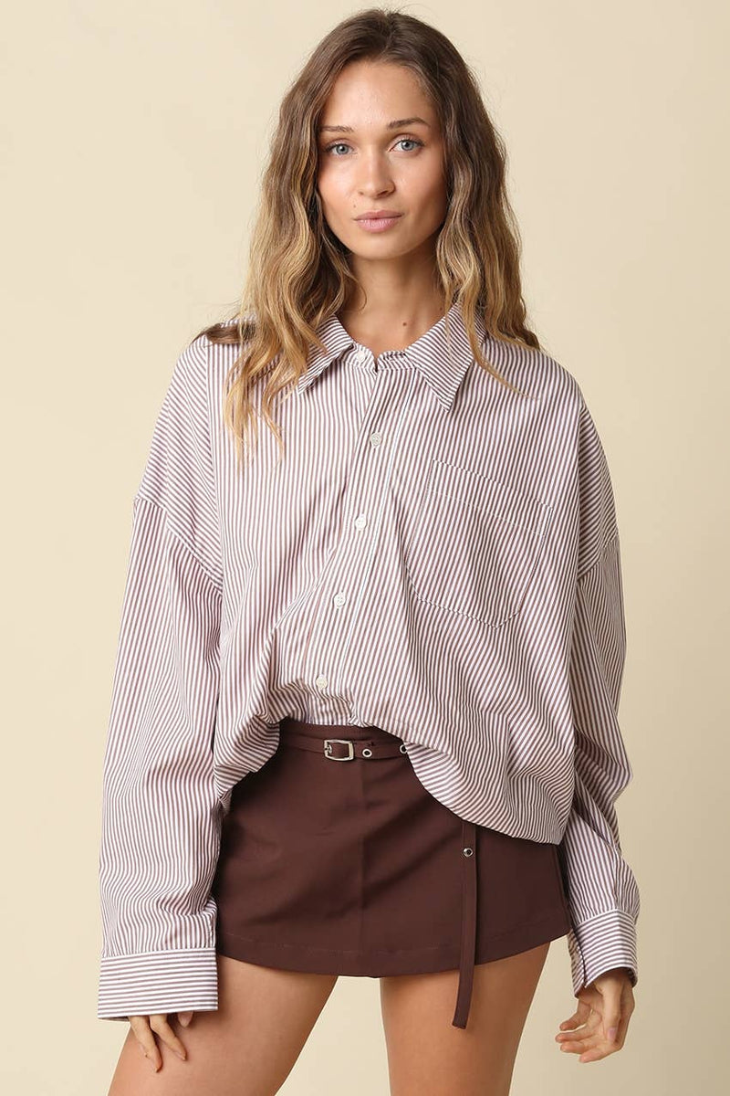 Indy Boyfriend Pinstripe Shirt