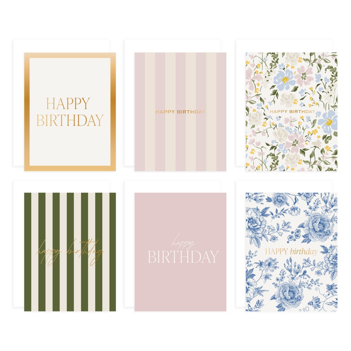 Assorted Happy Birthday Boxed Greeting Card Set - Cloth + Cabin