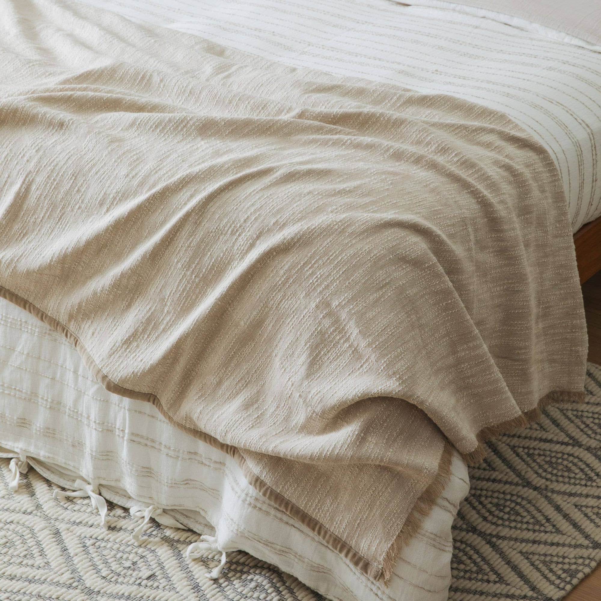 Tranquil Oatmeal Weave Throw Blanket