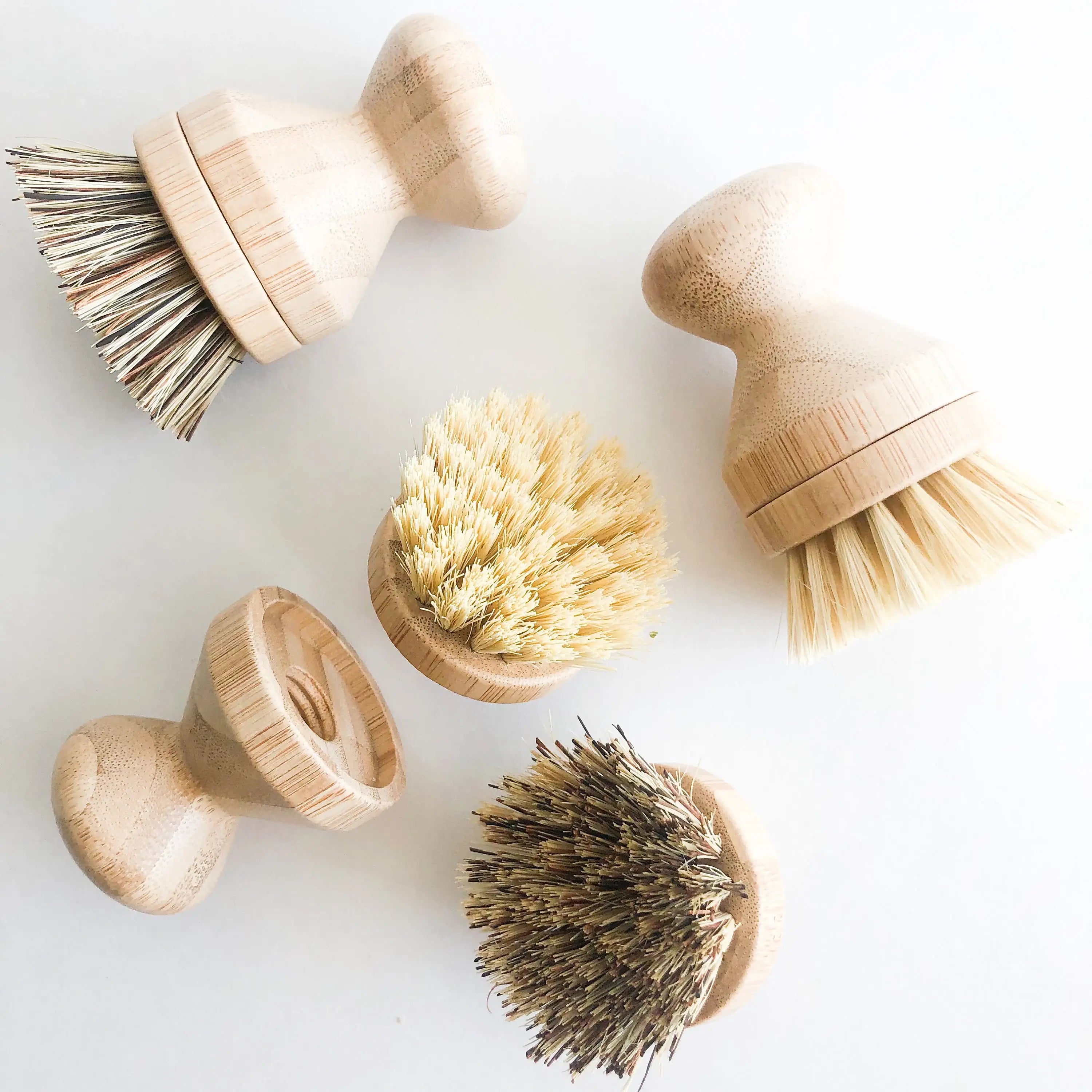 Natural Bamboo Pot &amp; Dish Brush With Replaceable Head