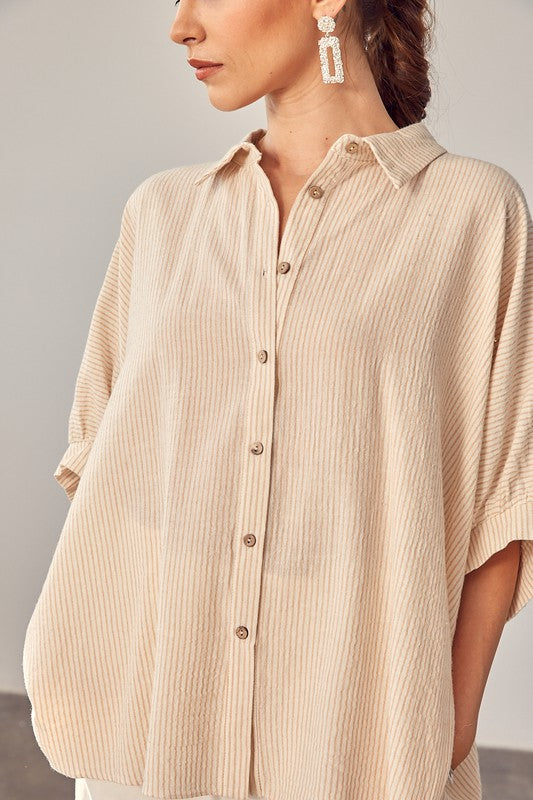Patti Striped Button Up Top