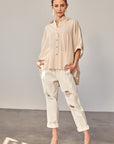 Patti Striped Button Up Top