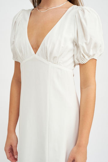 EMBER V NECK PUFF SLEEVE MAXI DRESS