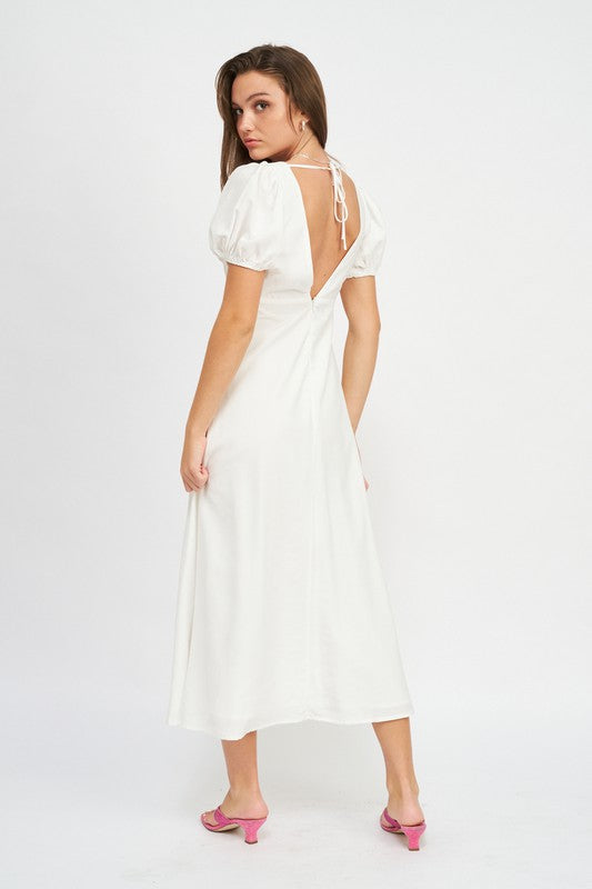 EMBER V NECK PUFF SLEEVE MAXI DRESS