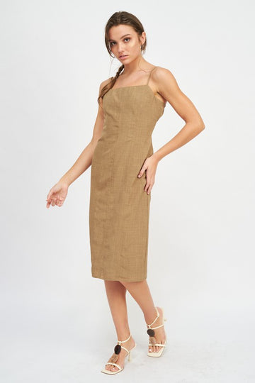 LAUREL SPAGHETTI STRAP MIDI DRESS