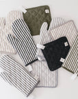 Keepsake Quilted Linen Oven Mitt + Potholder Set / Pewter