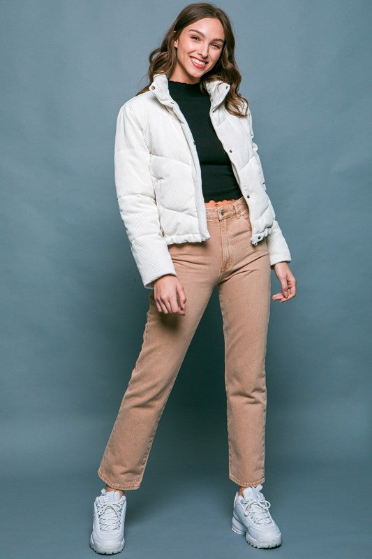 White corduroy 2024 puffer jacket