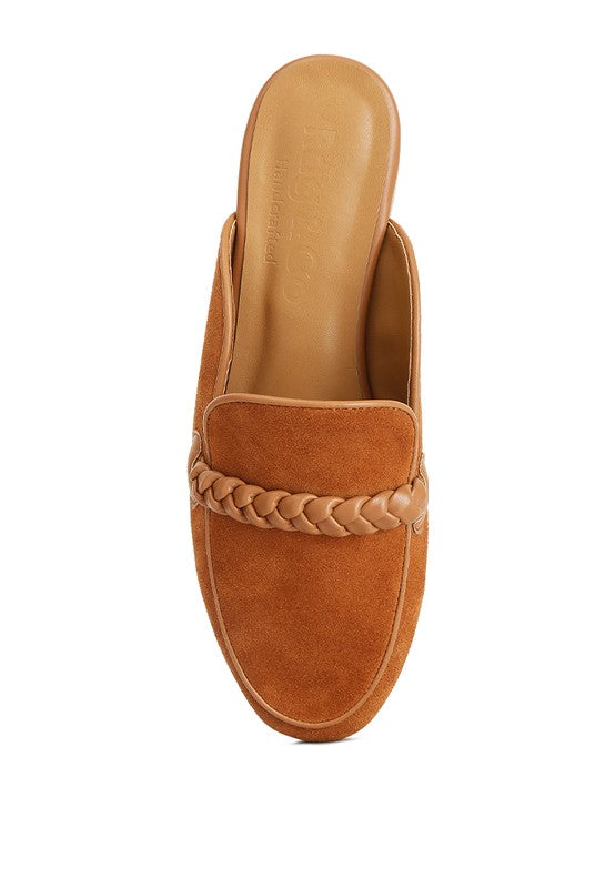 Lavinia Suede Leather Braided Mules