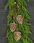 Champagne Glitter Pinecone Trio Cluster