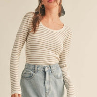 Sloane Striped Knit Top / Taupe
