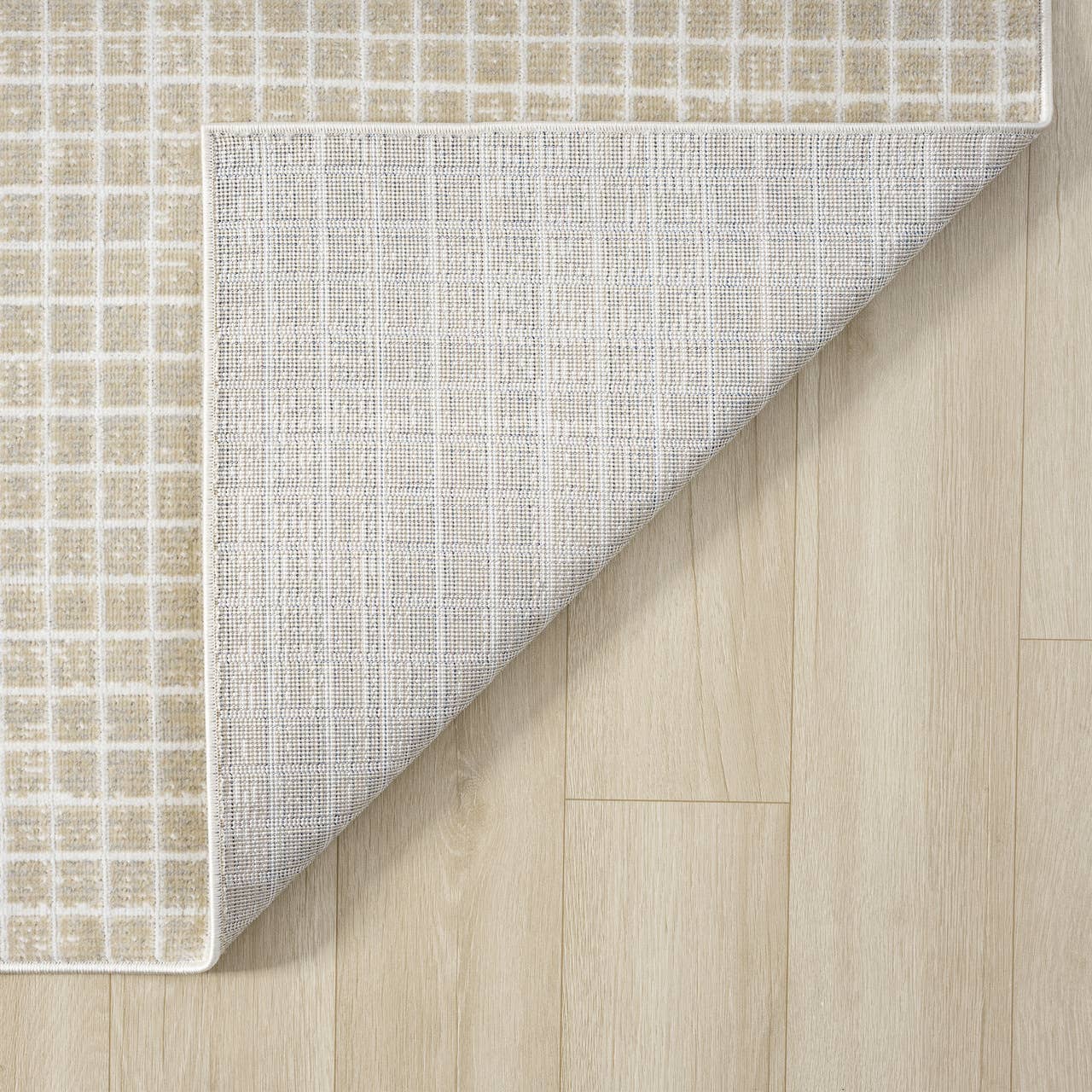 Dalia Beige Micro Grid Indoor Outdoor Rug