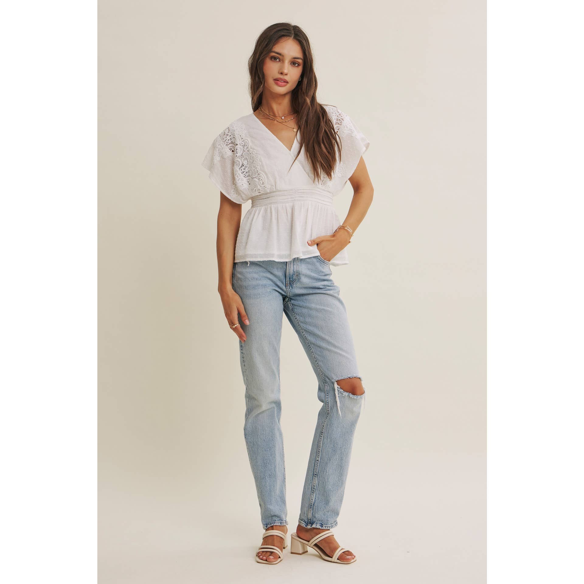 Zoie Swiss Dot Lace Peplum Blouse
