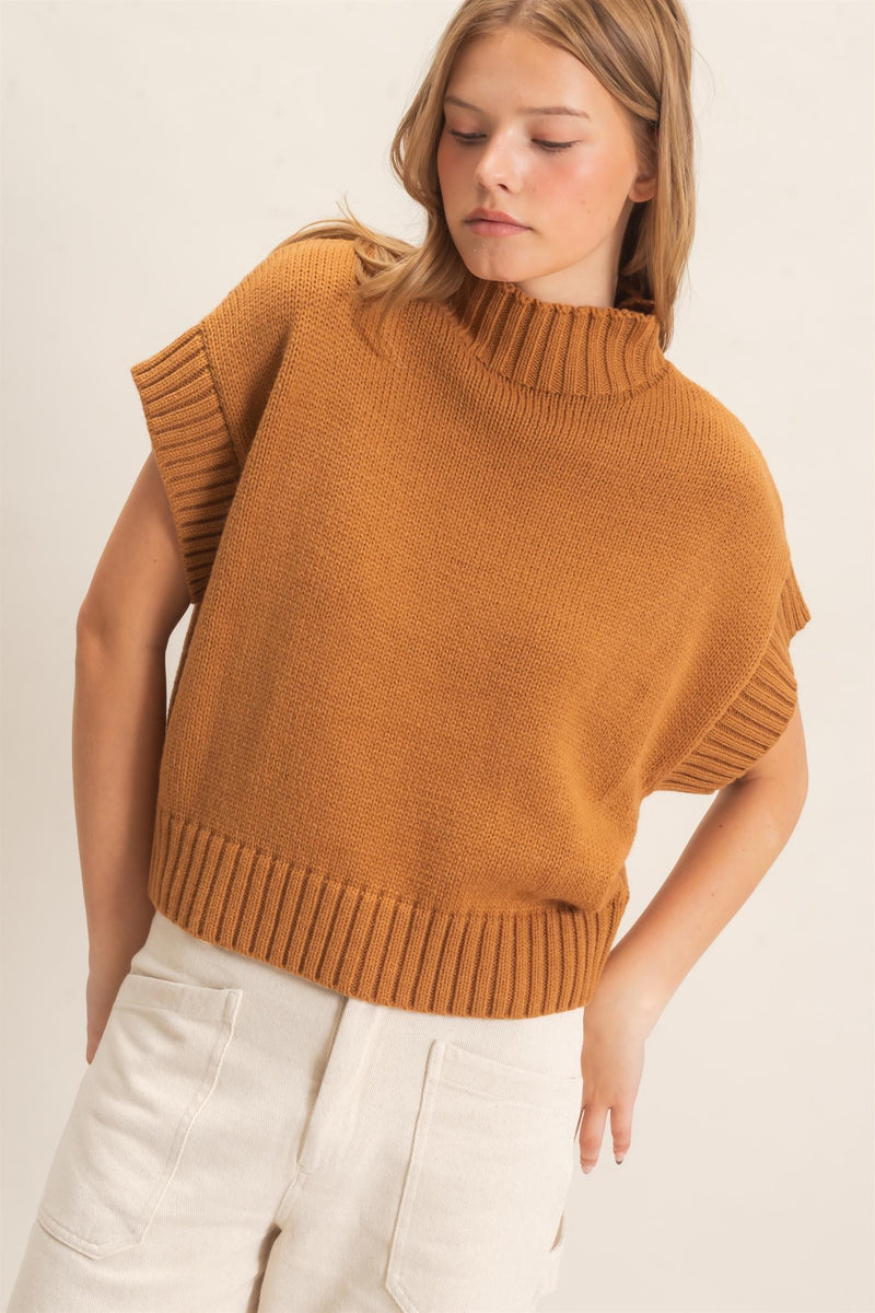 Mireya Ribbed Mock Neck Sweater Vest