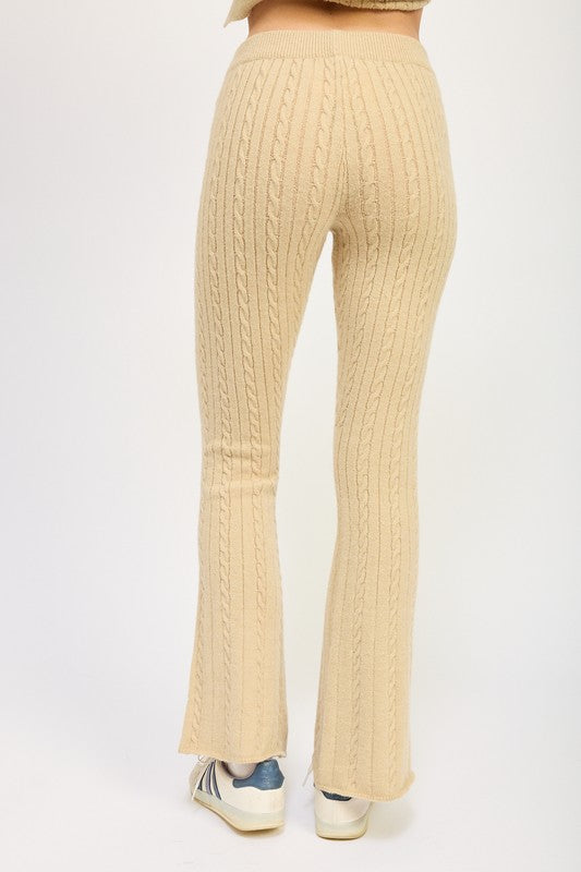 CABLE KNIT FLARED PANTS