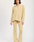 CABLE KNIT FLARED PANTS