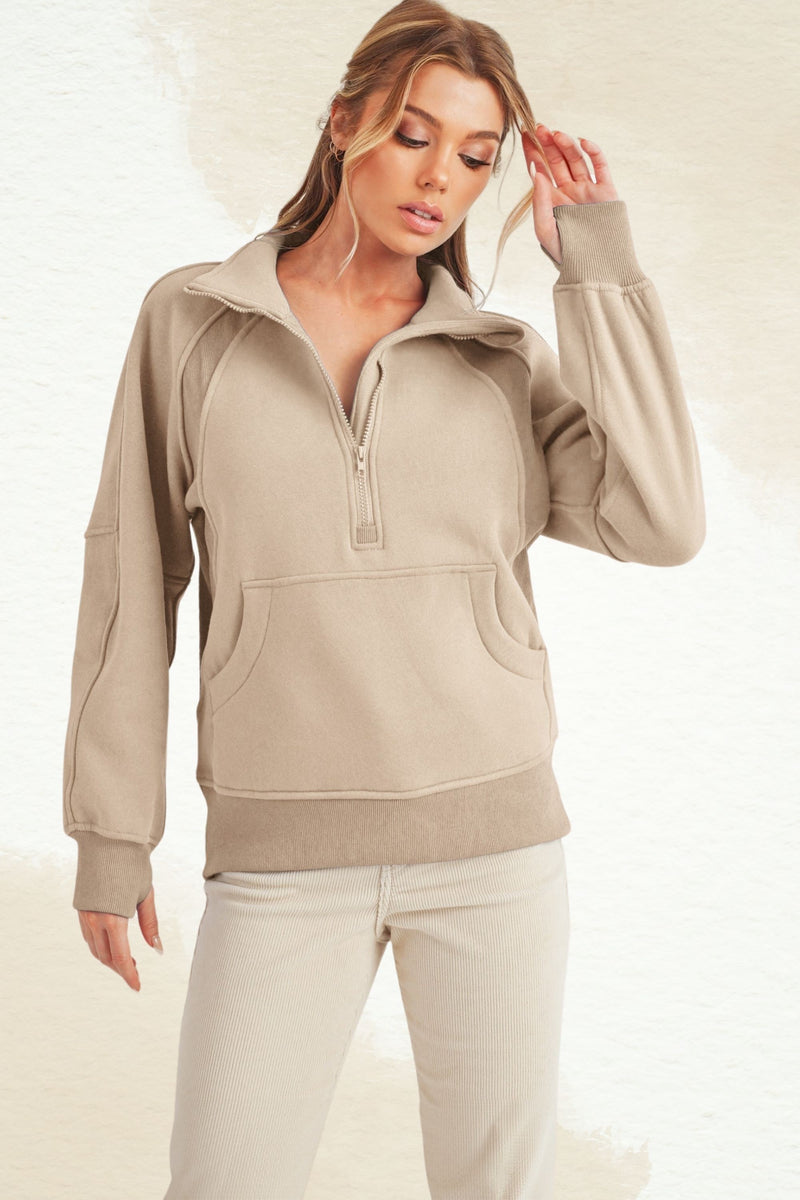 Elle Long Dove Funnel Neck Half Long Zip