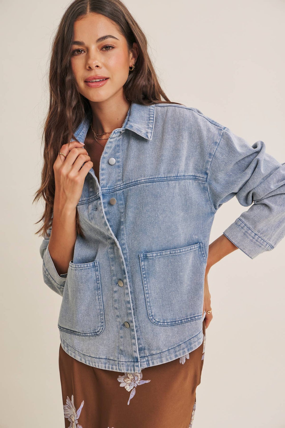 Elaine ashed Cotton Twill Utility Oversized Jacket