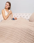 Braided Cable Knit Throw Blanket