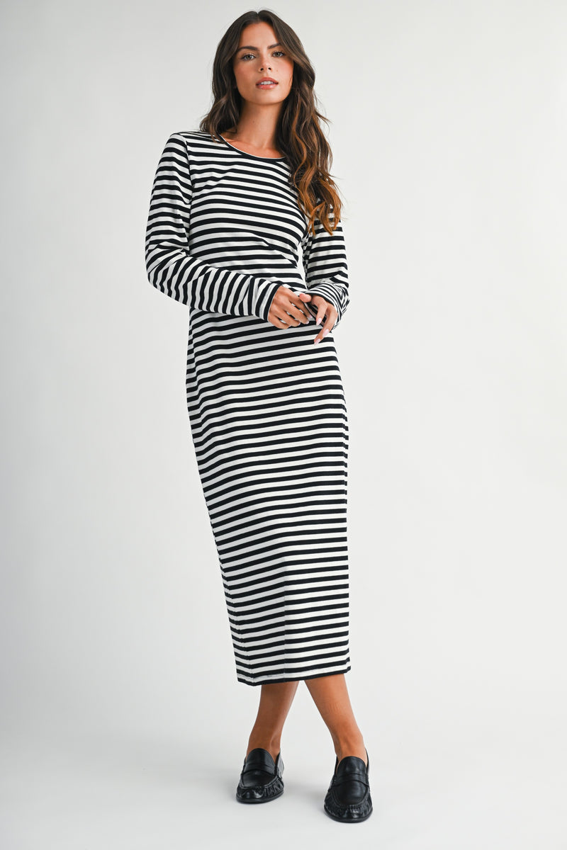 Lorelai Striped Long Sleeve Midi Dress