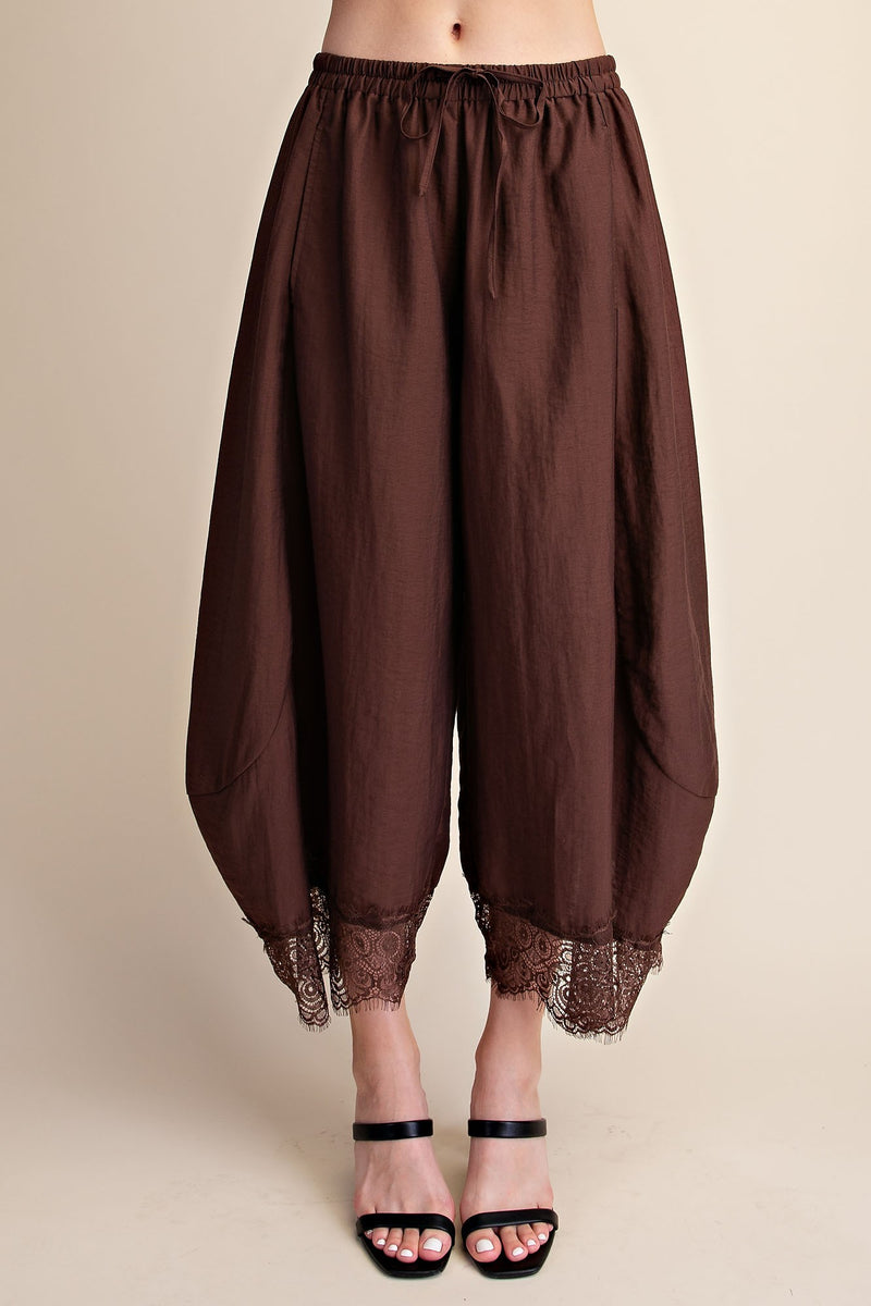 Jaliyah Cropped Lace Trim Balloon Pants