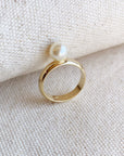 18k Gold Filled Solitaire Pearl Ring