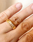 18k Gold Filled Trio baguette Cubic Zirconia Stone Ring