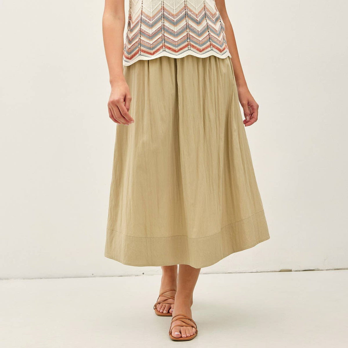 Azaria Crinkled Midi Skirt
