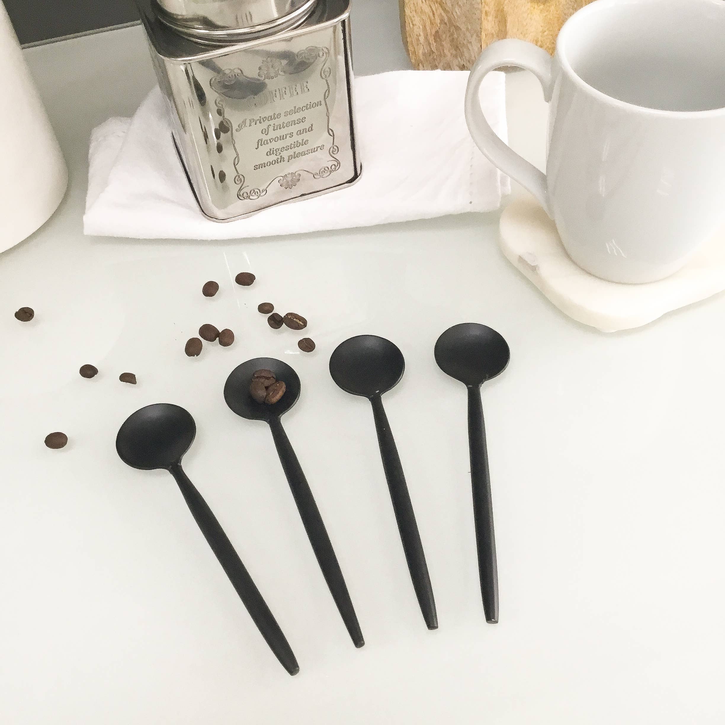 Sleek Black Coffee Spoons