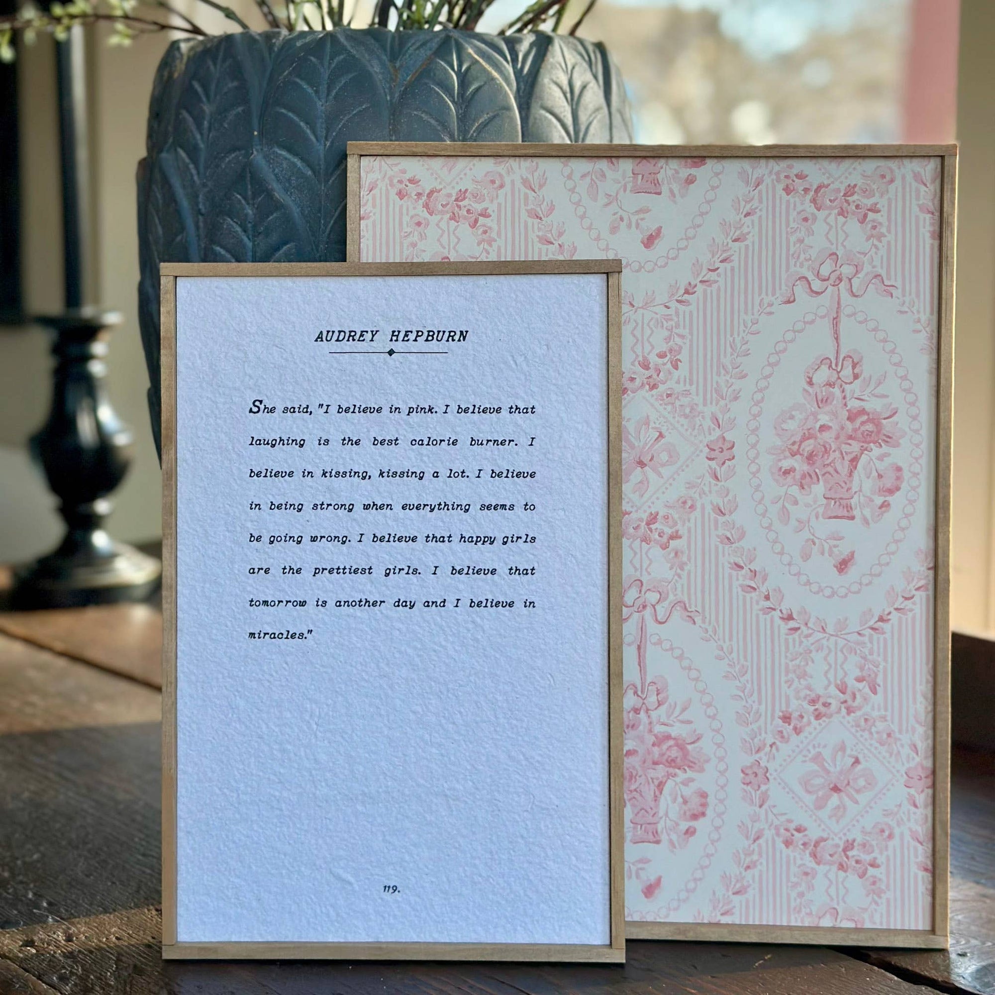 Book Page Handmade Paper Framed Sign, Audrey Hepburn - Cloth + Cabin
