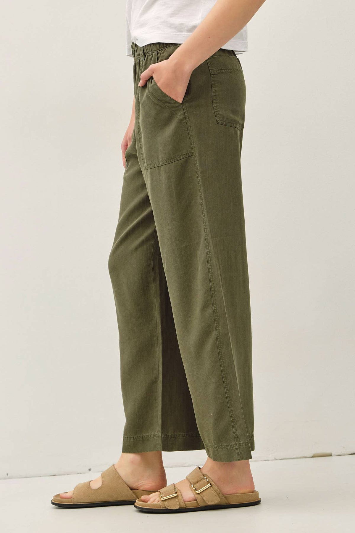 Tania Wide Leg Tencel Pant w/ Drawstring Elastic Waist
